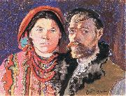 Stanislaw Wyspianski Self Portrait with Wife at the Window, oil painting picture wholesale